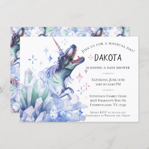 Invitation Cristal Dinocorn   Baby shower Unicorn Dinosaur