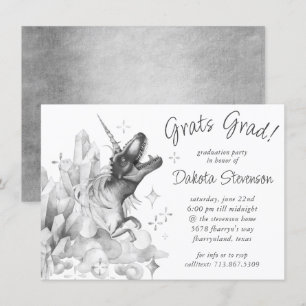 Invitation Cristal Dinocorn   Graduation Monochrome Argent