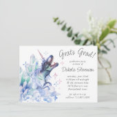 Invitation Cristal Dinocorn | Unicorn Dinosaur Grad Party (Debout devant)