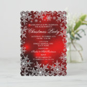 Invitation Cristal Flocon de neige rouge Noël fête Scall (Debout devant)