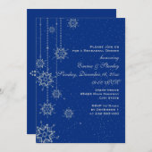 Invitation Cristal flocons de neige bleu dîner de répétition  (Devant / Derrière)