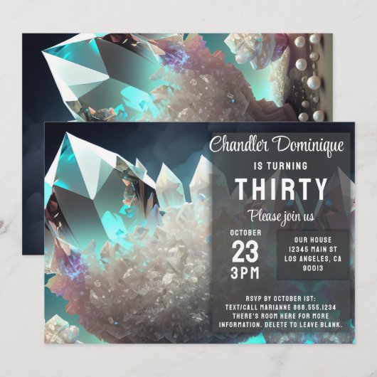 Invitation Cristal Jewels Pearl Aries Diamond Avril Anniversa (Devant / Derrière)