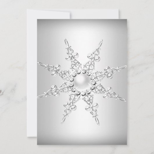 Invitation Cristal Pearl Snowflake Silver Mariage d'hiver (Dos)