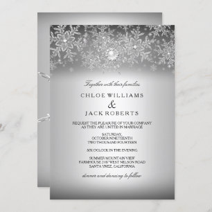 Invitation Cristal Pearl Snowflake Silver Mariage d'hiver