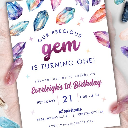 Invitation Cristal précieux Gem 1er anniversaire