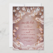Invitation Cristal Rose Baisse Floral Opulent Enregistrer La (Devant)