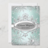 Invitation Cristal vert à la menthe Flake Princesse Quinceane (Devant)