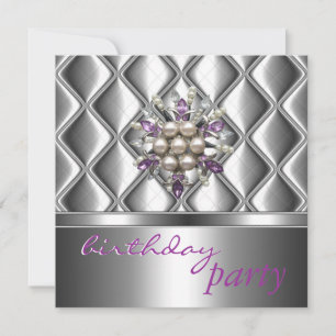 Invitation Cristal Violet Mauve Argent Bijou