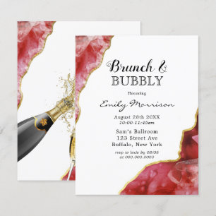 Invitation Cristaux d'agate rouge et or Brunch & Bubbly