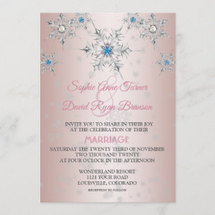Invitation Cristaux de flocons d'argent rose Mariage de perle