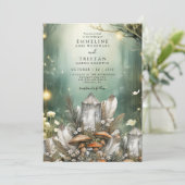 Invitation Cristaux de forêt enchantées Champignons Mariage (Debout devant)