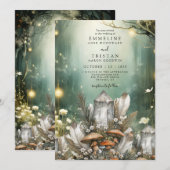 Invitation Cristaux de forêt enchantées Champignons Mariage (Devant / Derrière)