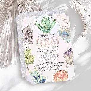 Invitation Cristaux de gemme précieux Baby Shower Fille