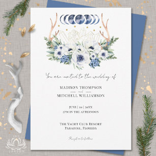 Invitation Cristaux de lune Fleurs Boho Mariage métaphysique