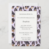 Invitation Cristaux de naissance en or violet (Devant)