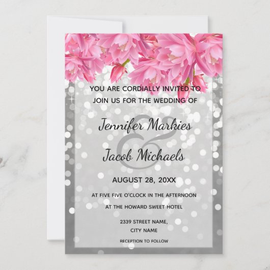 Invitation Cristaux de parties scintillant argentée mariage f (Devant)