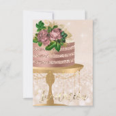 Invitation Cristaux d'or Rose de gâteau Parties scintillant C (Devant)