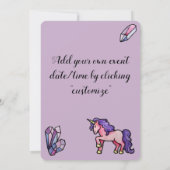 Invitation Cristaux Unicorne fête d'anniversaire (Dos)