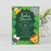 Invitation Critiques de la jungle mignonne Baby shower Invita (Debout devant)