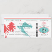 Invitation Croatie Boaring Pass Turquoise et corail (Devant)