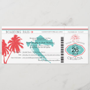 Invitation Croatie Boaring Pass Turquoise et corail