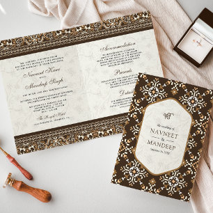 Invitation Crochet Brown tout en un Mariage sikh