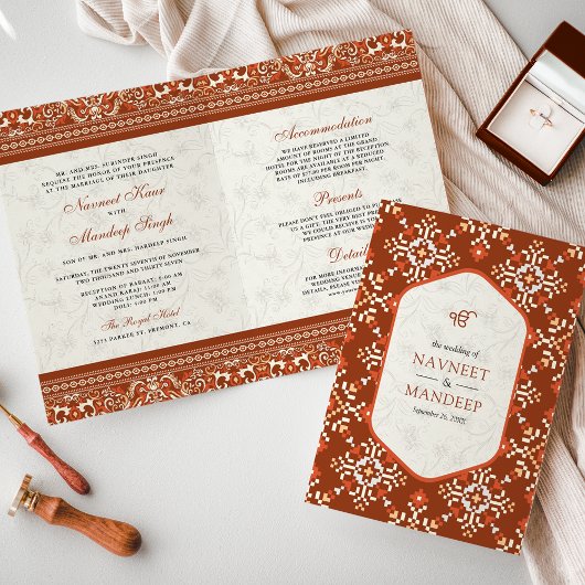 Invitation Crochet orange tout en un Mariage sikh