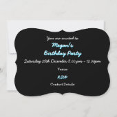 Invitation Crochet ovale noir Glitz Blue 'Party ! ' (Dos)