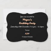 Invitation Crochet ovale noir Glitz Orange 'Party ! ' (Dos)