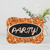 Invitation Crochet ovale noir Glitz Orange 'Party ! ' (Debout devant)
