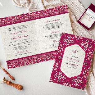 Invitation Crochet rose tout en un Mariage sikh