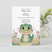 Invitation Crocodile adorable dans un champ de fleurs (Debout devant)