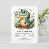Invitation Crocodile alligator personnalisé Anniversaire (Debout devant)