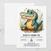 Invitation Crocodile alligator personnalisé Anniversaire (Devant / Derrière)