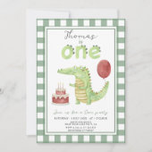 Invitation Crocodile d'aquarelle mignonne premier anniversair (Devant)