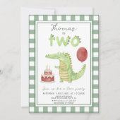 Invitation Crocodile de couleur d'eau douce Deux fêtes d'anni (Devant)