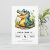 Invitation Crocodile de dessin personnalisé Anniversaire (Debout devant)