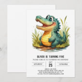 Invitation Crocodile de dessin personnalisé Anniversaire (Devant / Derrière)