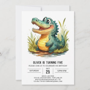 Invitation Crocodile de dessin personnalisé Anniversaire