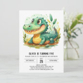 Invitation Crocodile de dessin personnalisé Anniversaire (Debout devant)