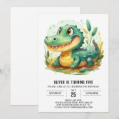 Invitation Crocodile de dessin personnalisé Anniversaire (Devant / Derrière)