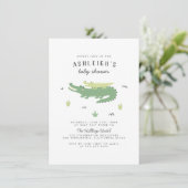 Invitation Crocodile mignon | Baby shower bébé garçon moderne (Debout devant)