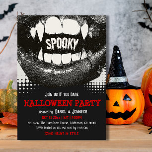 Invitation Crocs de Vampire Halloween Party Sang Rouge Épouva