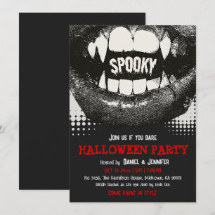 Invitation Crocs de Vampire Halloween Party Sang Rouge Épouva