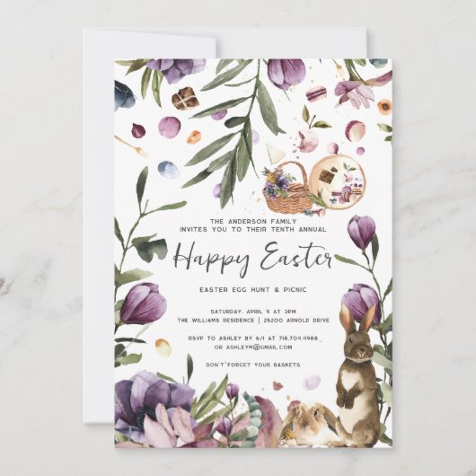 Invitation Crocus | Pique-nique de Pâques et chasse aux oeufs (Devant)