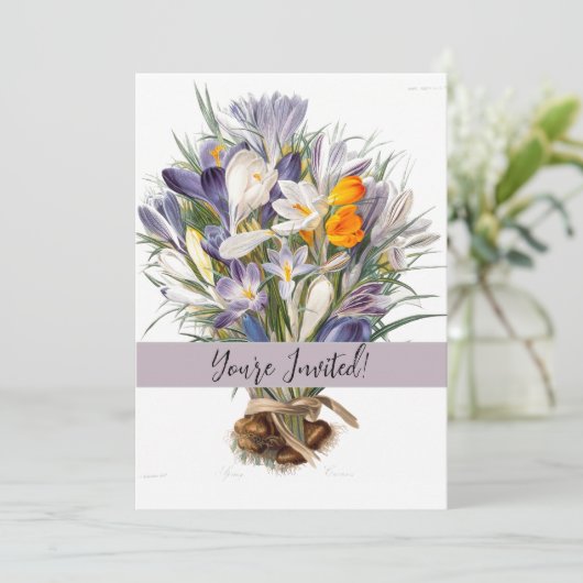 Invitation Crocus Spring Flower Botanique Floral Art (Debout devant)