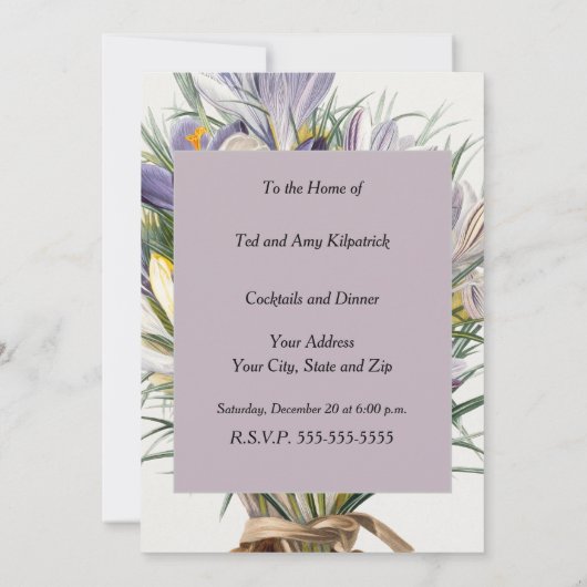 Invitation Crocus Spring Flower Botanique Floral Art (Dos)