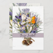 Invitation Crocus Spring Flower Botanique Floral Art (Devant / Derrière)