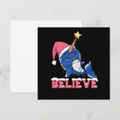 Invitation Croire aux lumières de fée de Noël de narval (Devant / Derrière)