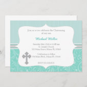 Invitation croisée de baptême de turquoise (Devant / Derrière)